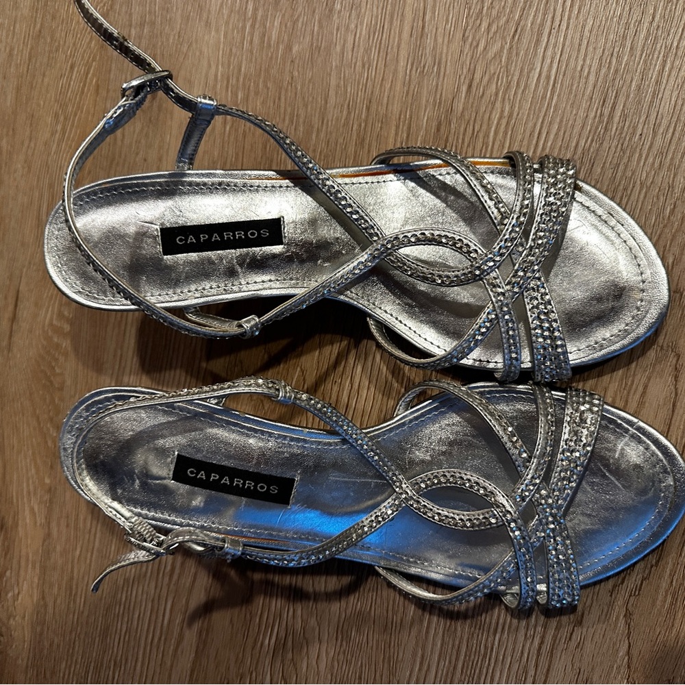 Caparros Metallic Silver Strappy Sandals